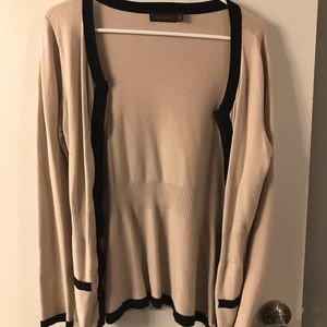 Beige and Black Zipped Cardigan